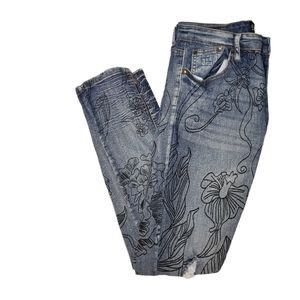 Demolition Denim Distressed Floral Print Kids Jeans